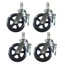 A Set of 4 Wheel 8" Caster with Rubber on Cast Iron Hub 1 3/8" Caster Wheel with Lock-in Brakes Scaffolding Rolling Tower