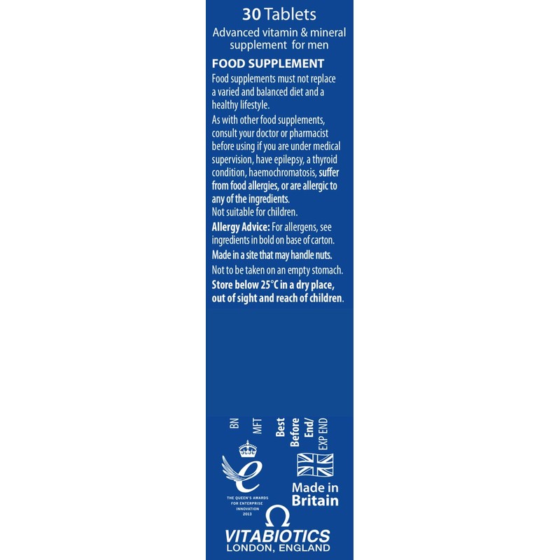 Multivitamin Tablets for Men Vitabiotics Wellman Sport, 30 Tablets (Pack