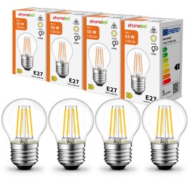 ehomeled E27 LED G45 Mini Glühbirne Warmweiß 2700K, Klares Glas & Retro-Filament, 720lm 6W (=55W), Vintage LED Lampe für Tisch- & Deckenleuchten, 4er-Pack