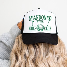 Abandoned Wives Golf Club Funny Women's Classic 5 Panel Mesh Snap Back Trucker Hat White/Black Trucker Hat