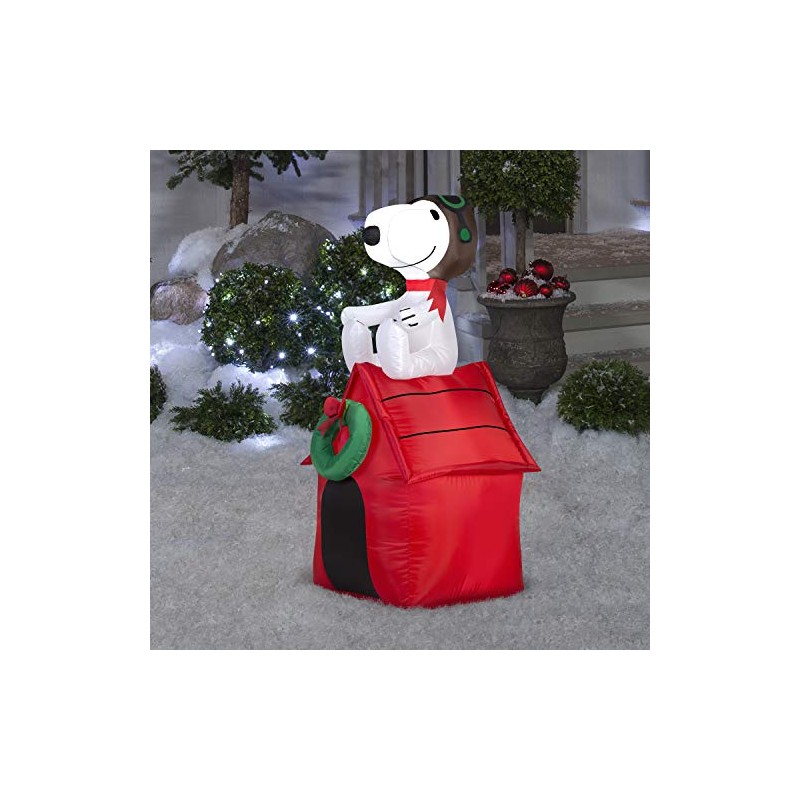 Gemmy Inflatable Snoopy on House, 3.5 Foot Holiday Inflatables Outdoor