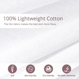 Vlocemon Crochet Edge Lace Wrap Around Dust Ruffle, White Lightweight Cotton Ruffled Bed Skirt with Split Corners, King Size 18" Drop with Elastic Strap, Easy Fit