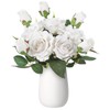 INSUNSIX White Artificial Rose Flowers 14.2” 5 Pcs Silk Roses