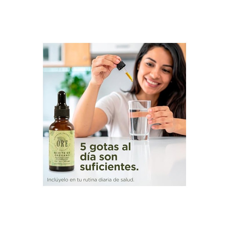 ORE Aceite de Oregano Orgánico 100% Natural | 80% Carvacrol