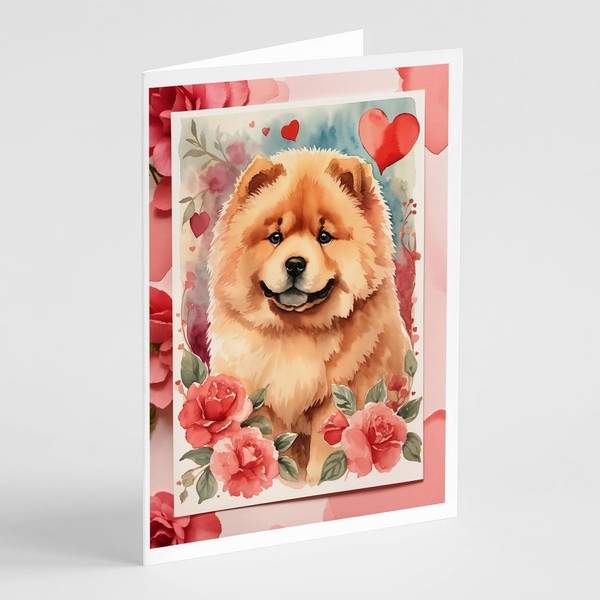 Caroline's Treasures DAC4407GCA7P Chow Chow Valentine Roses Greeting Cards Pack