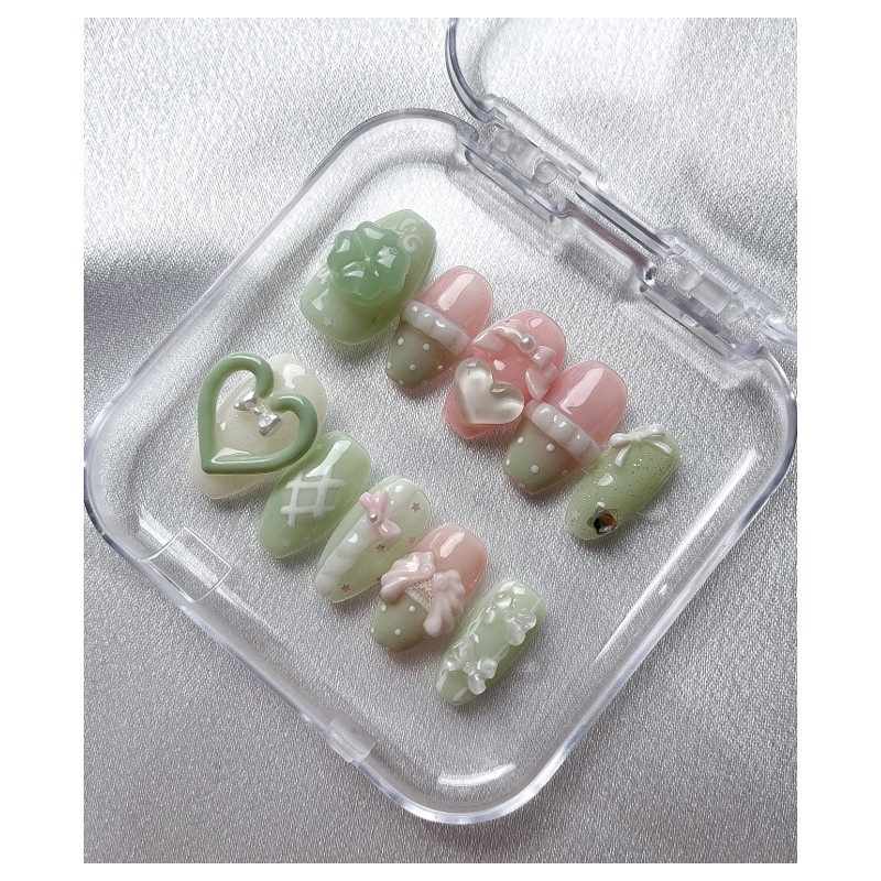 Pink Guava Melon Handmade Nail Tips - Long Oval /