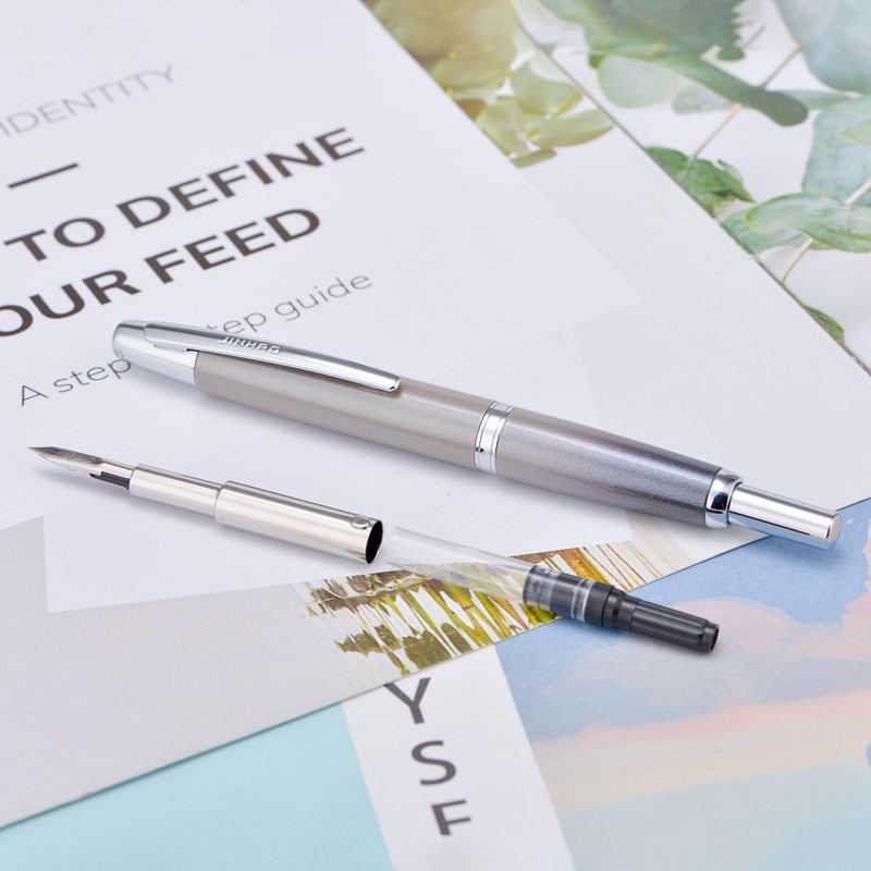 Jinhao 10 Series Press Fountain Pen Gradient Gray Retractable Fine