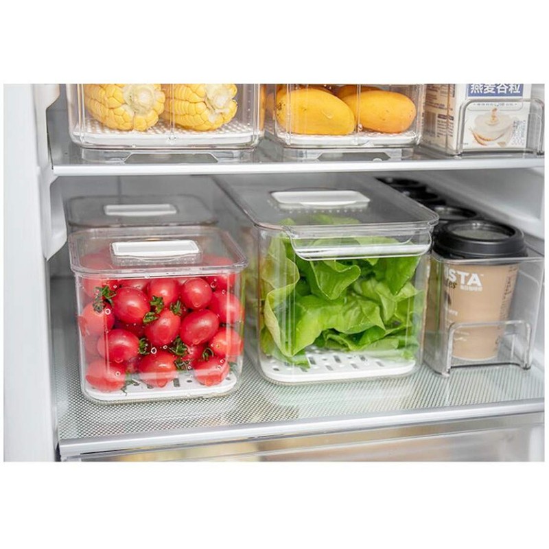 SANNO Produce Saver Containers for Refrigerator - Stackable Kitchen Organizer