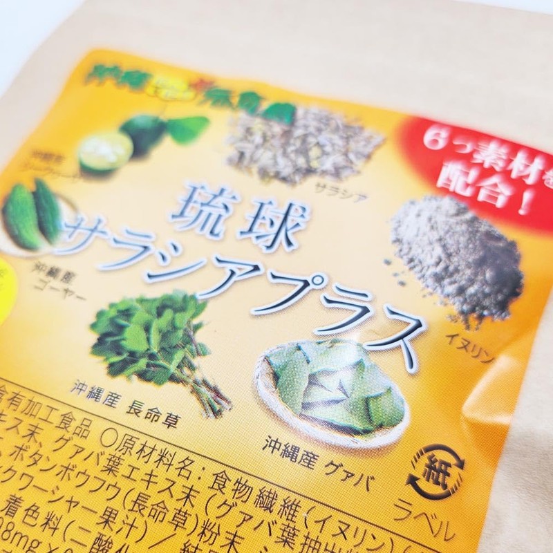 サラシア プラス 298mg×60粒×3袋(約3か月分) 4つの沖縄県産素材(シークヮーサー、ゴーヤー、長命草、グァバ)＋サラシア、イヌリン カプセル