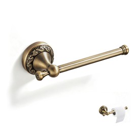 Antique Brass Toilet Paper Holder Wall Mount, Heavy Duty Bathroom Tissue Roll Holder, Easy Screw and Adhesive Installation for Vintage Decor