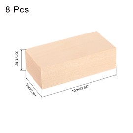 MECCANIXITY 8Pcs Basswood Carving Block, 4"x2"x1.2" Square Wooden Dowels Blocks for DIY, Arts Decoration, Crafts Whittling, Hand Carved