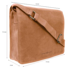 ANTONIO VALERIA Albert Cognac Leather Messenger Bag for Men