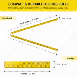 Folding Meter Stick - Measure in Inches, Centimeters, Millimeters, and Meters 36 inch Ruler for Teaching Measurement Great Classroom Sticks for STEM Learning Advantage Folding Measuring Stick