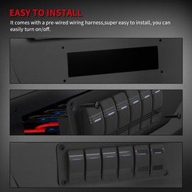 Aswalling LED Rocker Switch Panel 12V 24V 6 Gang Car Switch Panel on Off for Automotive Car Accessories Marine Boat Caravan RV