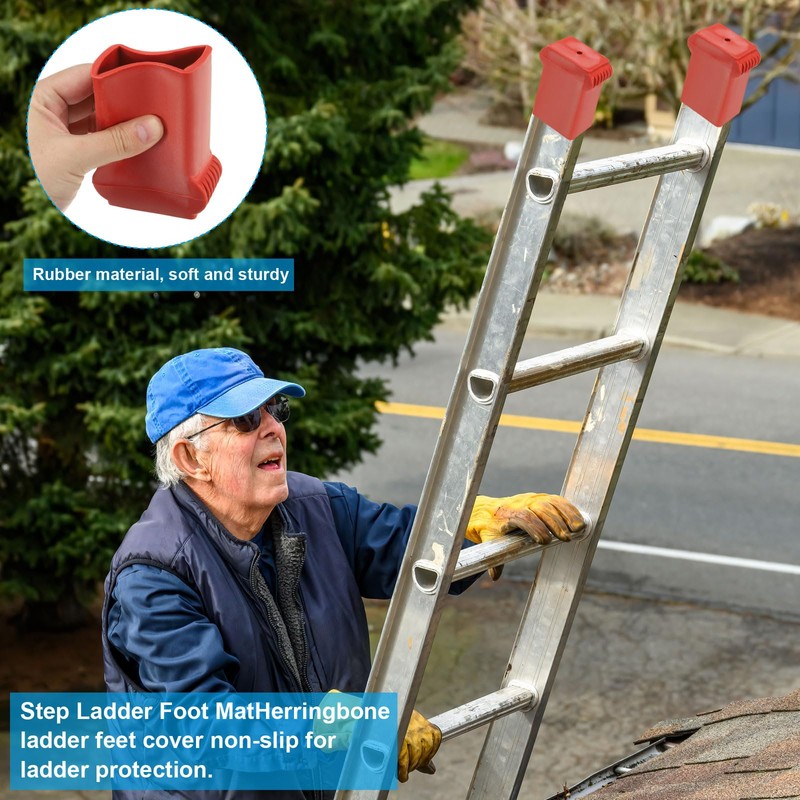 PATIKIL Step Ladder Foot Mat, 4 Pack Herringbone Ladder Feet