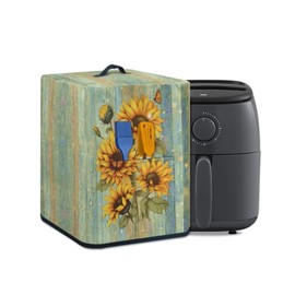 NETILGEN Dust Cover for Air Fryer and Accessories, for Kitchen Electric Appliance Insulated Protective Cover Keep Appliance Tidy Easy to Clean, Sunflower Green Wood Grain