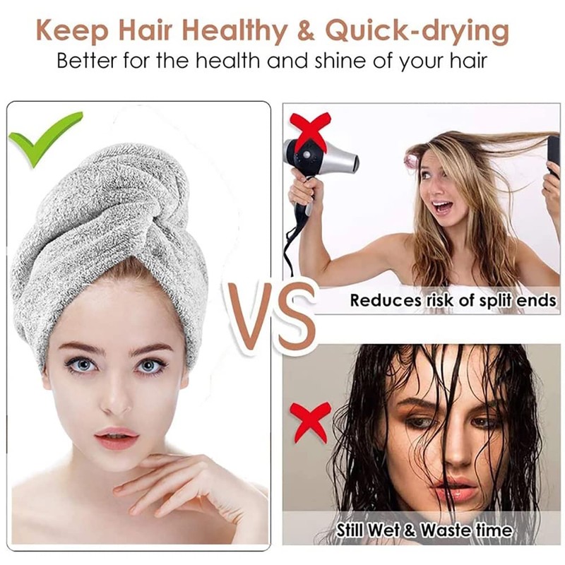 Heacoz Super Absorbent Microfibre Hair Towel wrap for Women -