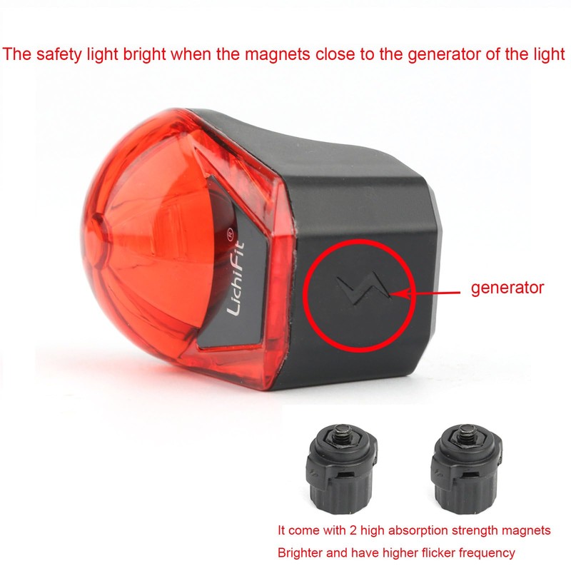 LICHIFIT Cycling Warning Light - Bicycle Wheel Fork Magnetic Induction