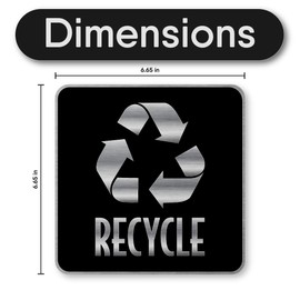 Recycle and Trash Stickers for Trash Cans – premium Vinyl Stainless Steel Recycling Bin Labels – 2 Pack - 6.65" by 6.65" Decals Logo - Waste Signs for Home Kitchen or Office Bins Indoor/Outdoor