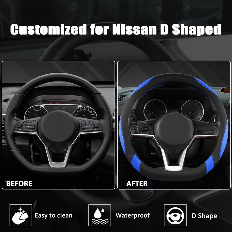 West Llama Flat Bottom Car Steering Wheel Cover for Nissan,D
