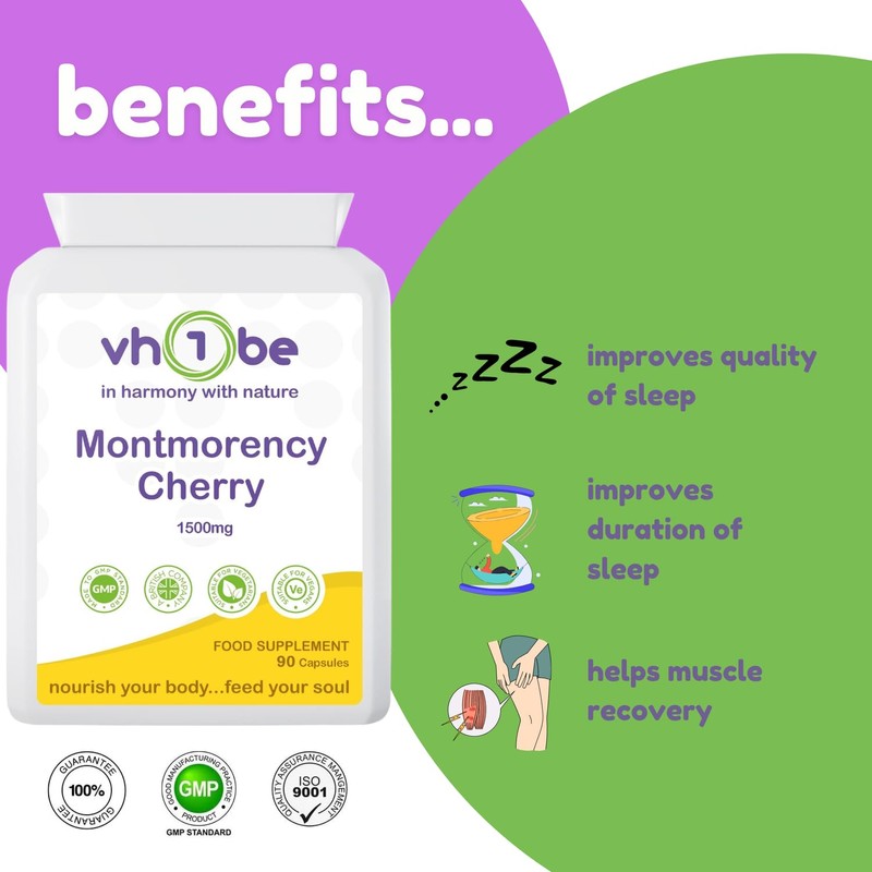 Montmorency Cherry Extract 3000mg Per Serving - 90 Vegan Capsules