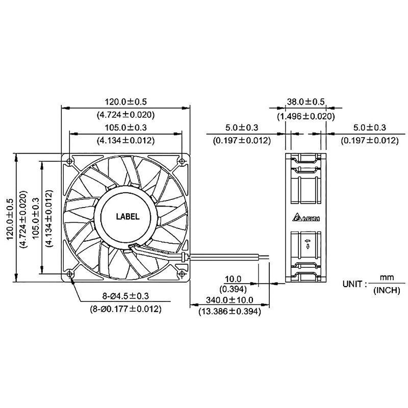 Wathai 12038 120mm x 38mm PWM Computer PC Case Fan