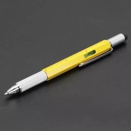 Unbranded 7 in1 Multifunction Ballpoint Pen with Modern Handheld Tool Measure Technical - Yellow
