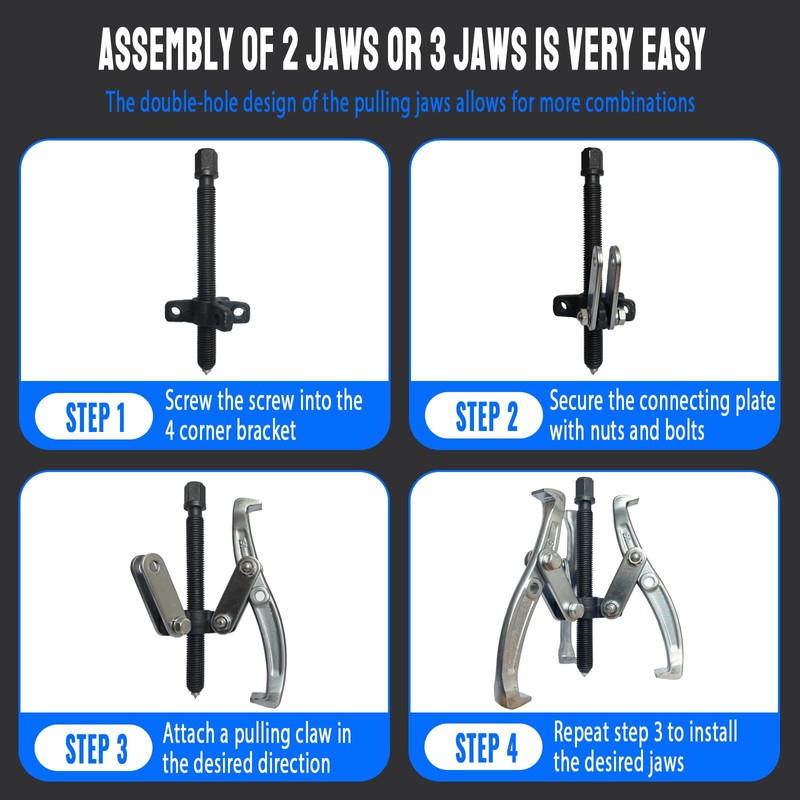 HQSSWUCH 8 in 1 Gear Puller Set, 3" 4" 6"