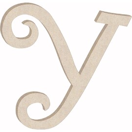 Unfinished 6 Inch Wooden Letter Y Curlz Font, Blank Wood Alphabet Girl Letters for Nursery Wall Decor, Paintable Crafts