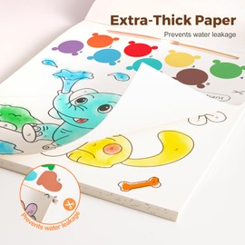 Jar Melo Paint with Water Books for Toddlers, Mess Free Watercolor Painting Activity for Kids Ages 1-3, 2-4, 4-6, Art Craft Coloring Gift with Brush, Airplane Travel Activities for Toddlers, Animals