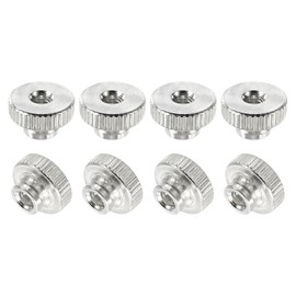 sourcing map Knurled Thumb Nuts, 8Pcs M3 Carbon Steel Nut High Head Through Hole, Silver