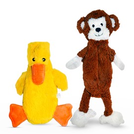 FGA MARKETPLACE Duck- Monkey Flat NO Stuffing NO Squeak Plush Dog Toy, Funny Style Will Entertain Your Dog for Hours, Recommended for Small and Medium Dog 21 INCH Long