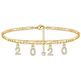 Gleamart Birth Year Number Bracelets Adjustable Anklet for Women 2020