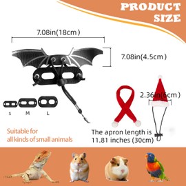 2Pcs Lizard Christmas Hat Scarf Set and a Adjustable Lizard Leash Bearded Dragon Harness in Three Sizes, Suitable for Small Pets Such as Lizards, Guinea Pigs, Crocodiles, etc