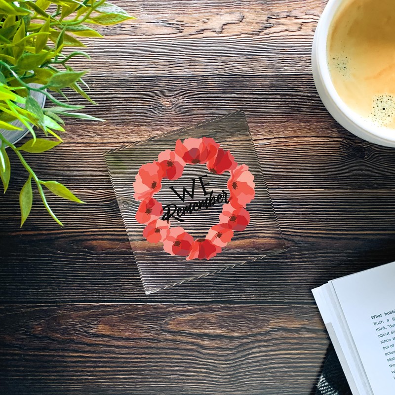 stika.co Red Poppy Wreath Acrylic Block - Remembering Our Heroes