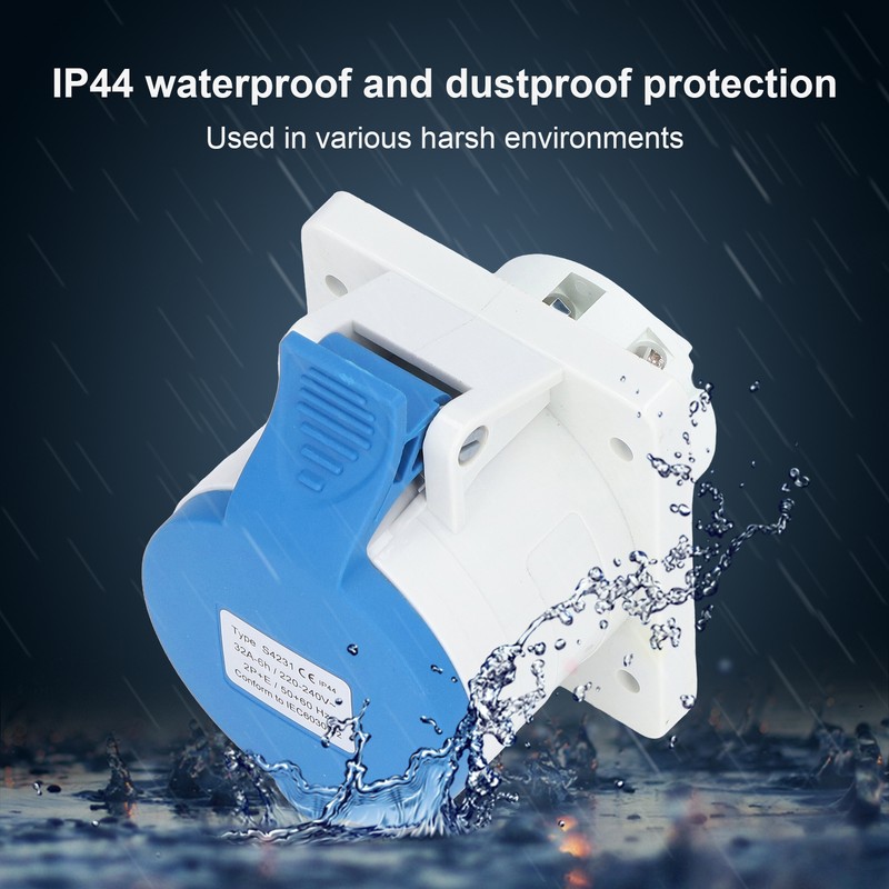 3 Pin 2P+E Industrial Connector IP44 Waterproof Concealed Mount Aviation