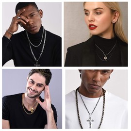 U7 Classic Figaro Chain for Men and Women Stainless Steel / 18 Carat Gold-Plated 1+3 Link Chain Hip-Hop Chain 3/5/9/12 mm Wide Figaro Chain Necklace Jewellery Accessory in 46/51/55/61/66/71/76 cm,