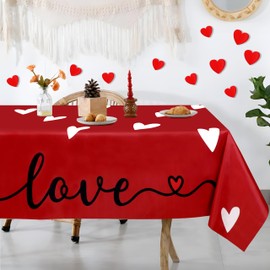 Tieshankao Valentines Day Decor Tablecloth 60x84 Inch: Valentine’s Day Decorations Heart Table Cover for Home(Red)
