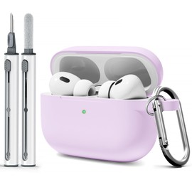Funda compatible con Airpods Pro, funda de silicona suave con kit de limpieza, funda protectora que absorbe los golpes con llavero, LED frontal...    