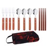 12 Pcs Stainless Steel Wooden Handle Tableware Set Outdoor 4