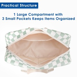 Large Toiletry Bags for Women Travel Ladies Wash Bag for Toiletries Makeup Bag Cosmetic Bag Organizer (Mint Green Checkerboard)