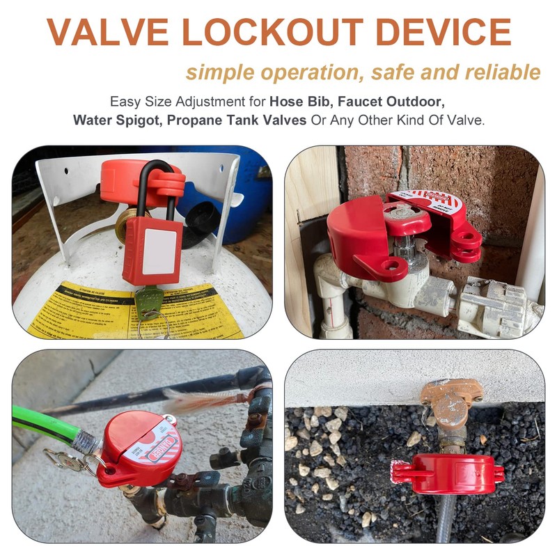 Gate Valve Lockout and Safety Padlock, 2Sets, Hose Bib Lock
