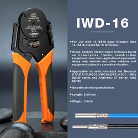 IWISS Solid Barrel Crimping Tool for Size 16 gage 14,16&18 w/ 30 pairs DT Solid Contacts