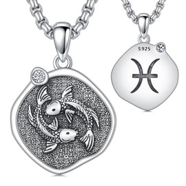ROMANTIC WORK Zodiac Sign Necklace 925 Sterling Silver Zodiac Sign Pendant Necklace Astrology Horoscope Jewellery Gifts for Men and Women, Sterling Silver