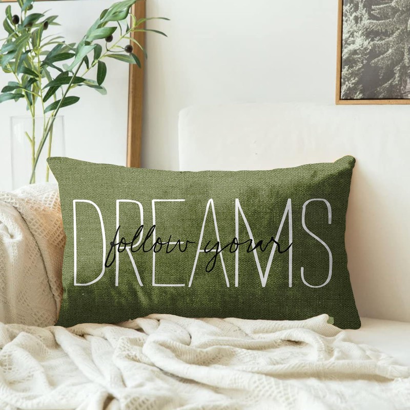 Emvency Olive Green Throw Pillow Cover Rustic Follow Your Dreams