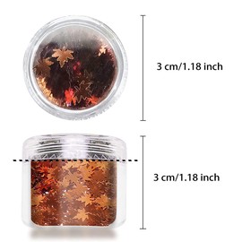 Holographic Glitters Fall Maple Leaf Shaped Nail Art Sequins Flakes 4 Pot, 3D Meteillc Red Yellow Orange Mixed DIY Design Confetti for Decoration Set 4