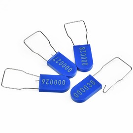 LeadSeals 100PCS Plastic Padlock Security Seals Metal Wire Padlocks Electric Meter Lockout Tags Disposable Anti-Tamper Lock Numbered Anti Tamper Tags Blue