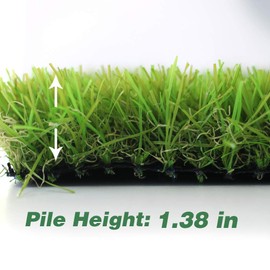 WarmShe Artificial Grass Turf 3FTX27FT,1,38inch 4 Tone Realistic Synthetic Thick Fake Faux Grass Rug Astroturf Carpet Landscape for Dogs Indoor Outdoor Garden Lawn Mat, with Drainage Holes
