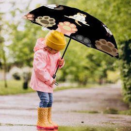 WSZYNDF Cute Cat Umbrella, Kawaii Travel Compact Windproof Umbrella, Automatic Folding Umbrella for Rain and Wind, Portable UV Shade Sun Umbrella for Girl, Black