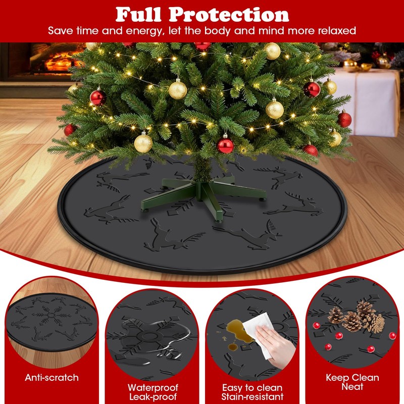 Silicone Christmas Tree Mat, Waterproof Christmas Tree Floor Protector Heavy